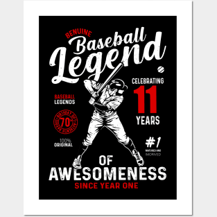 11th Birthday Gift Baseball Legend 70 Years Posters and Art